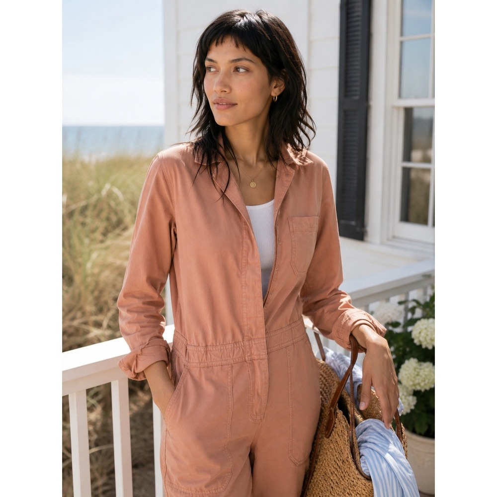 J.Crew Foundry Cotton Twill Utility Boiler Suit Jumpsuit Women 0 luxury camel